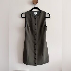 NWT Aritzia Regal Vest Dress - Crepette Dark Olive Size 4